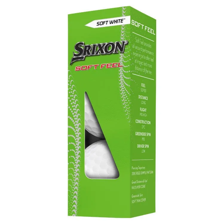 Pelotas de golf blancas Srixon Soft Feel, paquete de 12