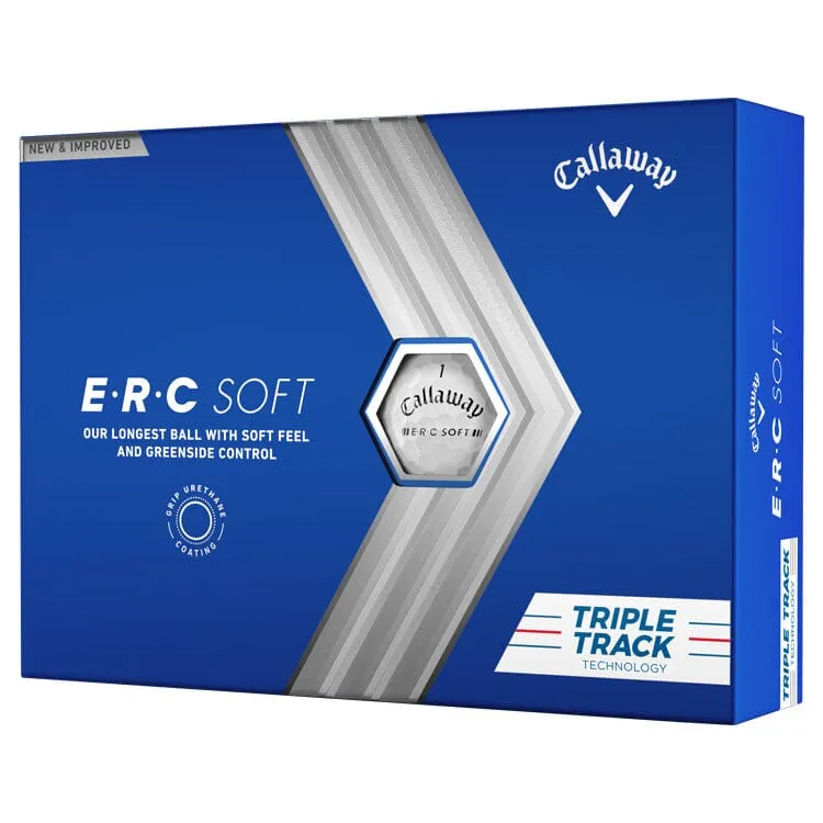 Pelotas de golf Callaway ERC Soft Triple Track blancas, paquete de 12
