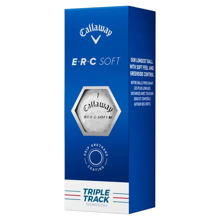 Pelotas de golf Callaway ERC Soft Triple Track blancas, paquete de 12