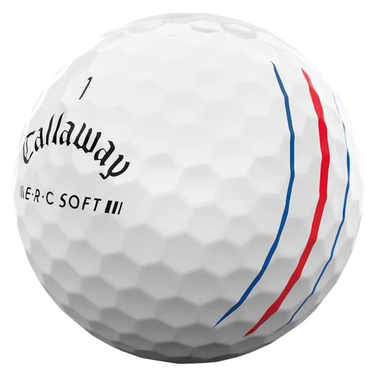Pelotas de golf Callaway ERC Soft Triple Track blancas, paquete de 12