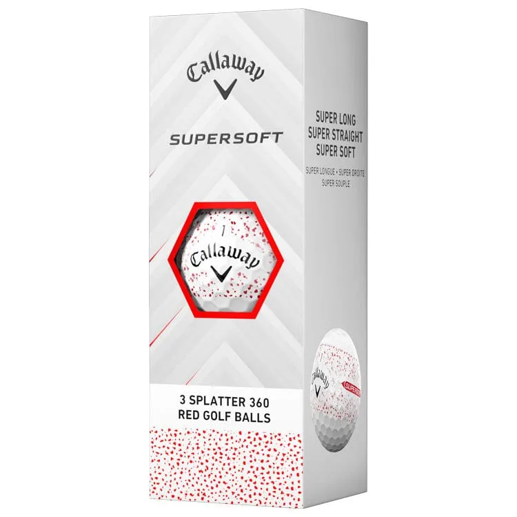 Pelotas de golf Callaway Supersoft Red Splatter (paquete de 12)