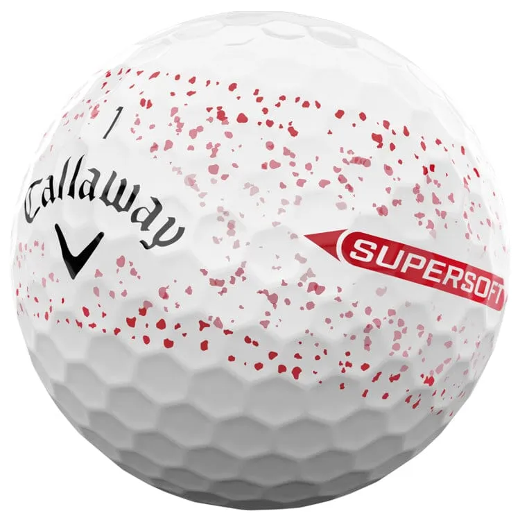 Pelotas de golf Callaway Supersoft Red Splatter (paquete de 12)