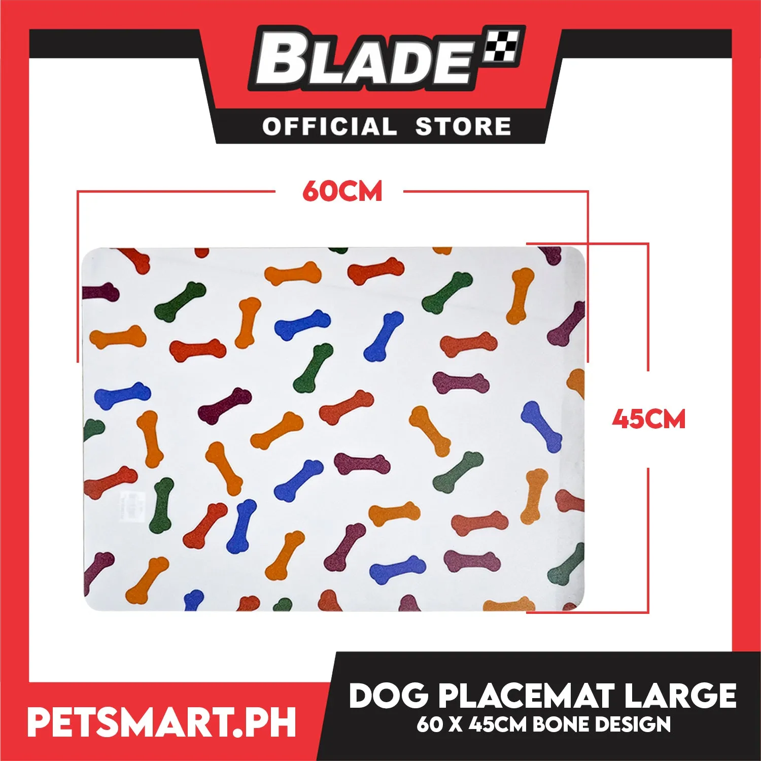 Pet Food Pad Placemat Large Bone Design For Dogs 60 x 45cm
