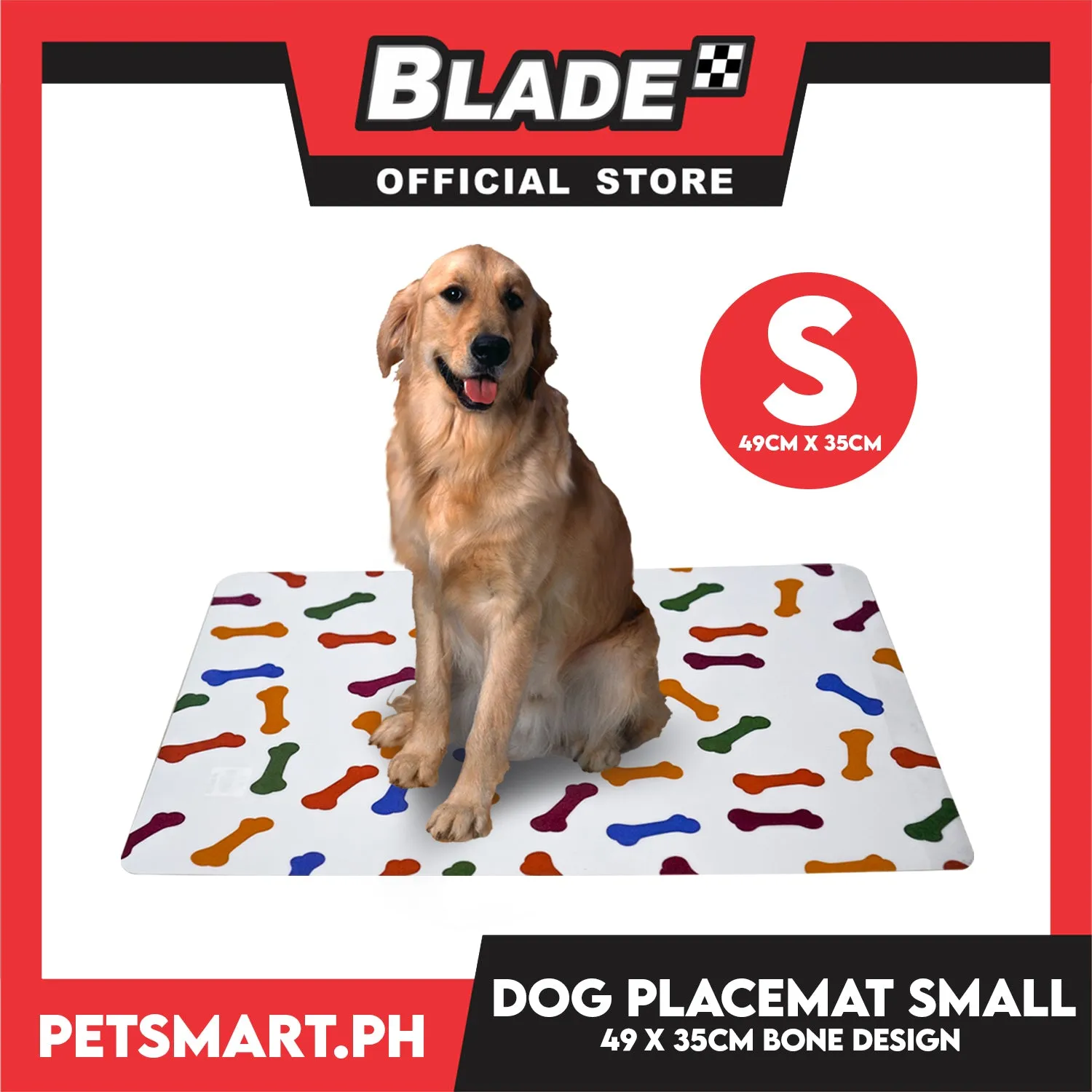 Pet Food Pad Placemat Small Bone Design For Dogs 49 x 35cm