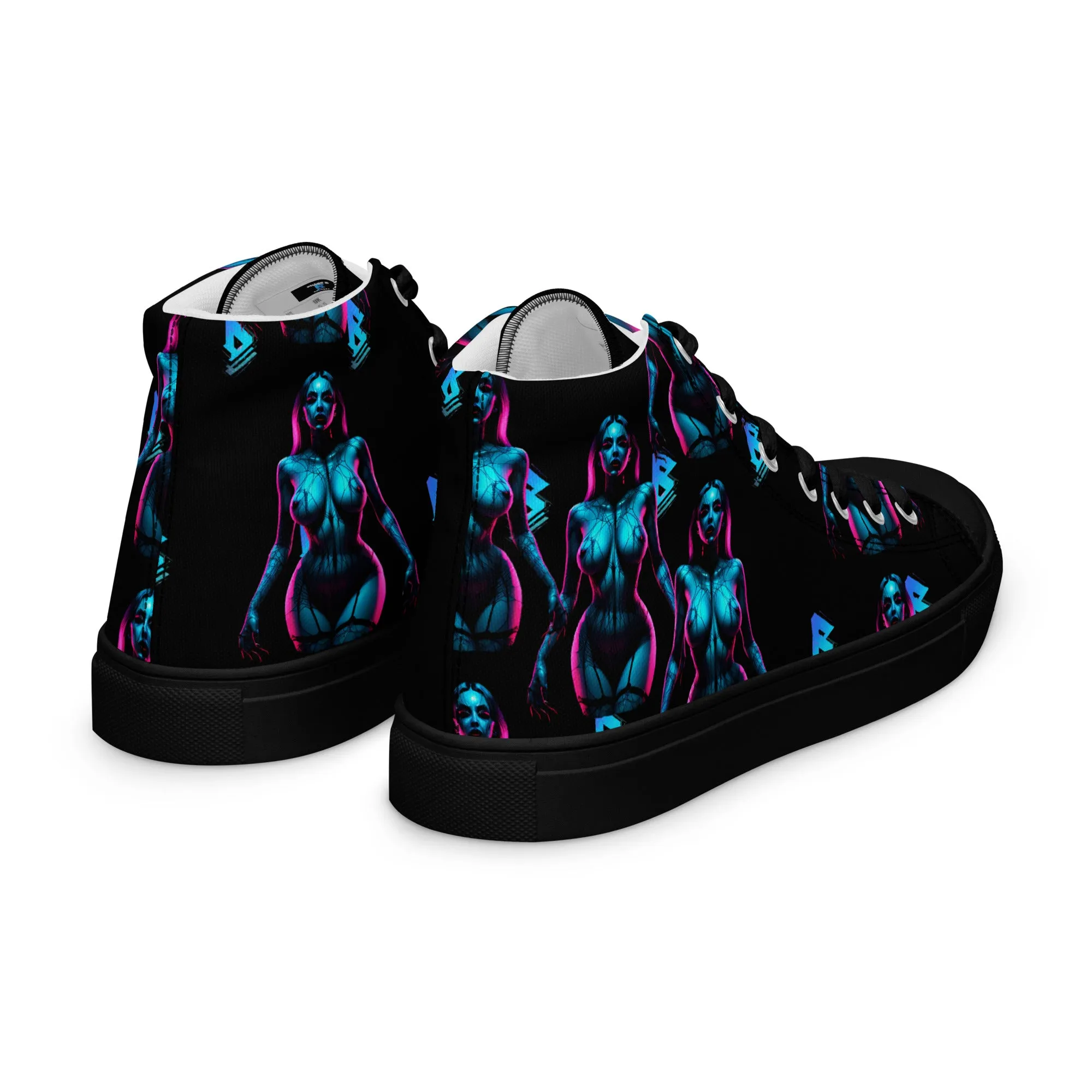 Pinup Turquoise Men’s high top canvas shoes