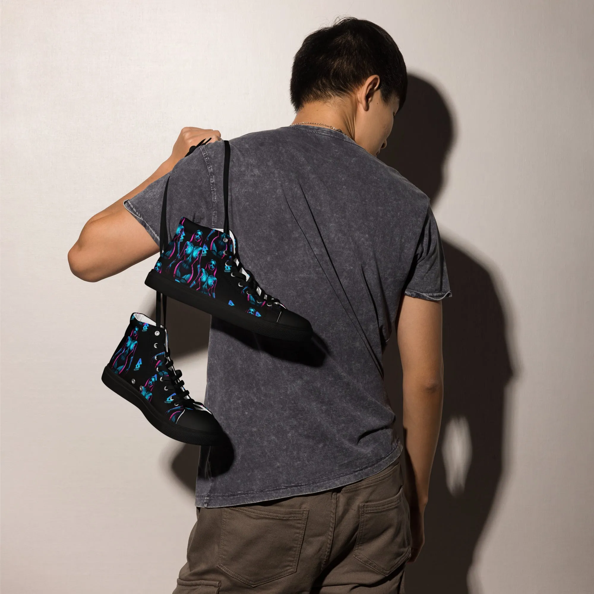 Pinup Turquoise Men’s high top canvas shoes