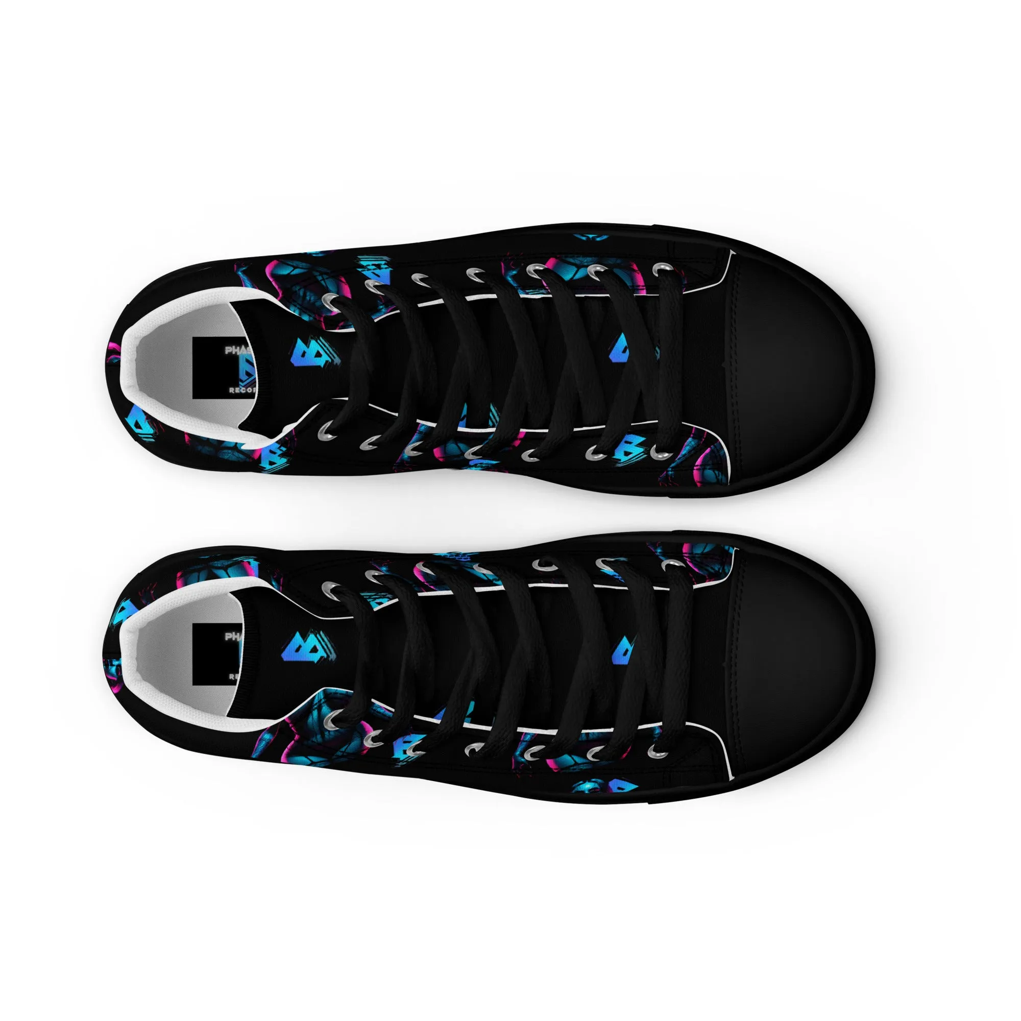 Pinup Turquoise Men’s high top canvas shoes