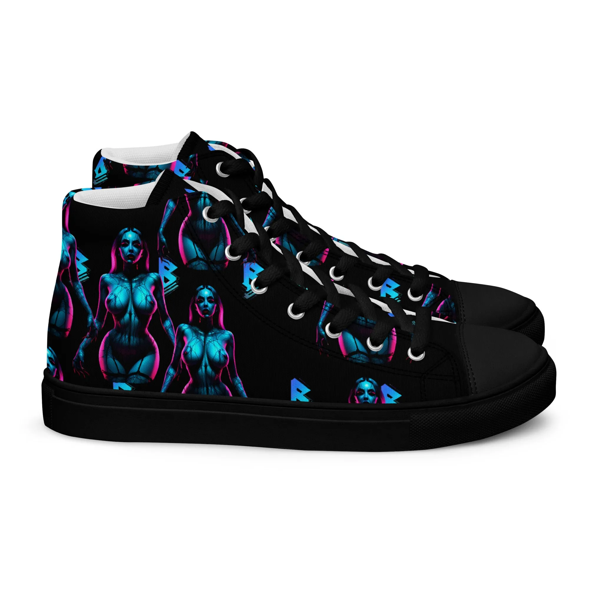 Pinup Turquoise Men’s high top canvas shoes