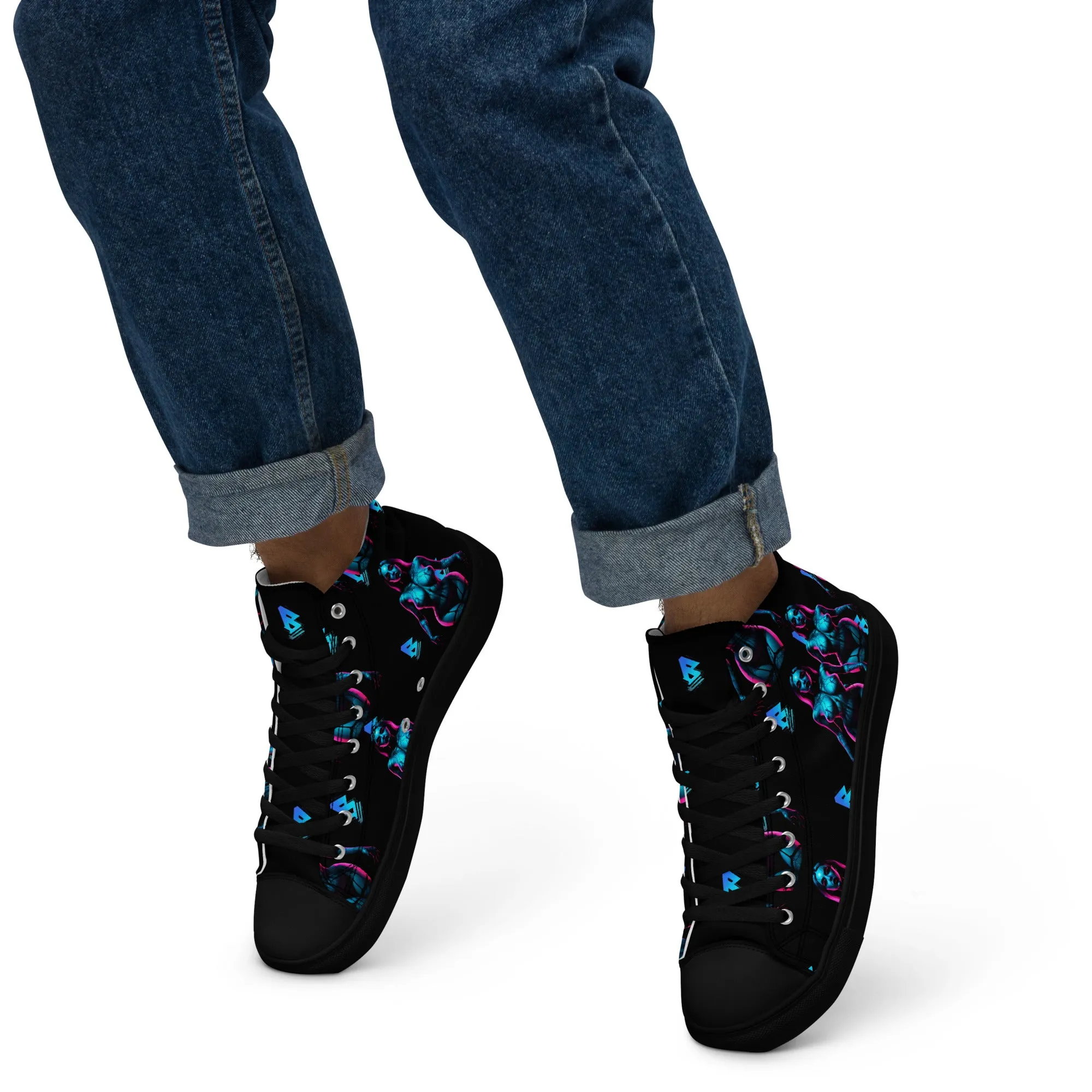 Pinup Turquoise Men’s high top canvas shoes