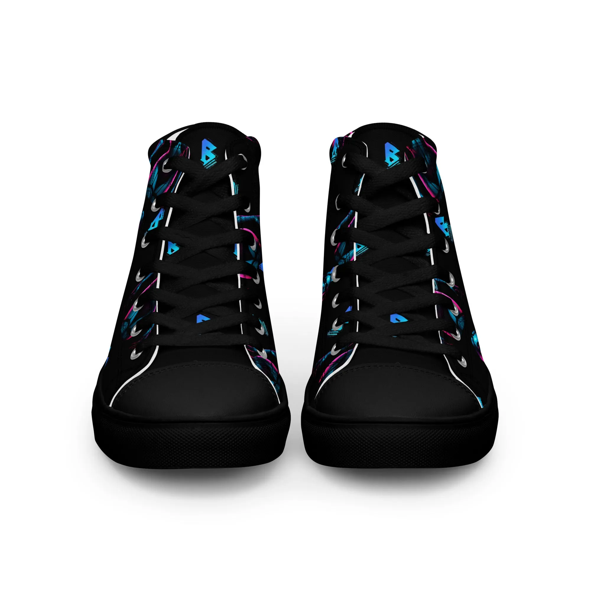 Pinup Turquoise Men’s high top canvas shoes