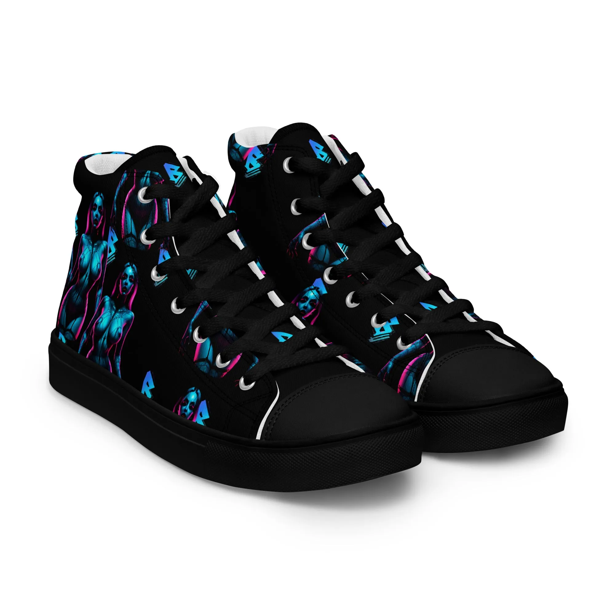 Pinup Turquoise Men’s high top canvas shoes