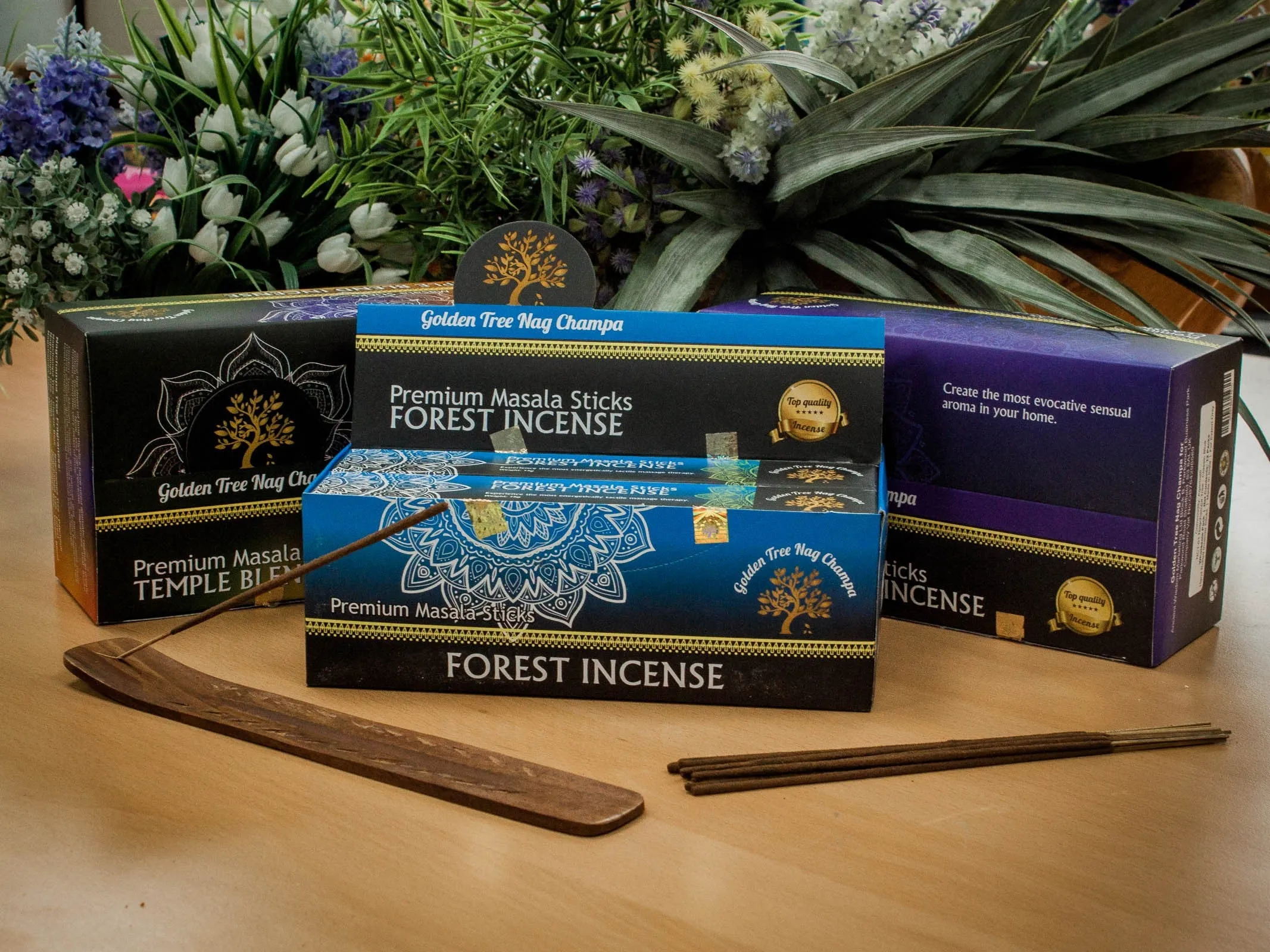 Premium Golden Tree Nag Champa Forest Blend Incense Sticks - Hand Rolled Indian Masala for Meditation, Yoga, and Relaxation