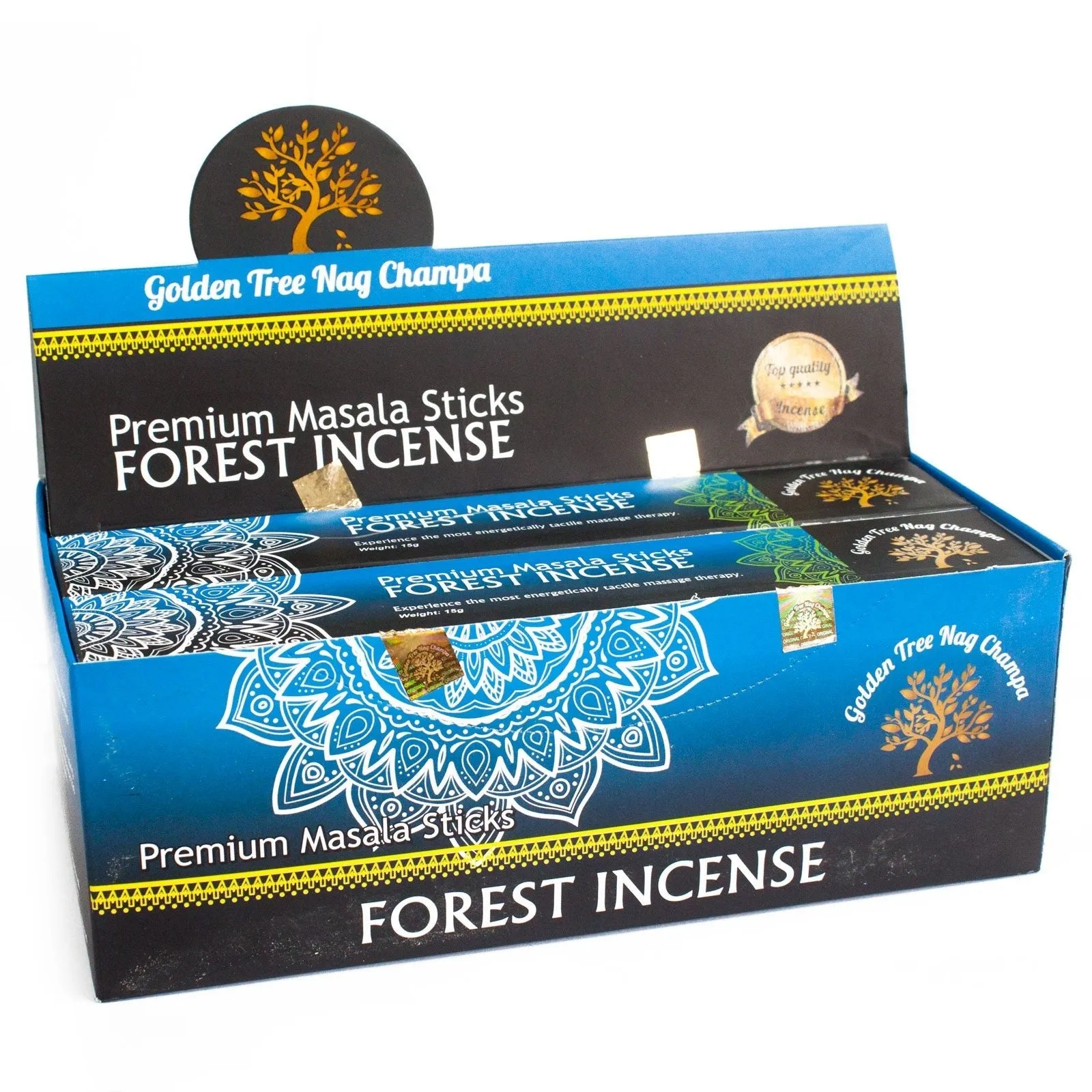 Premium Golden Tree Nag Champa Forest Blend Incense Sticks - Hand Rolled Indian Masala for Meditation, Yoga, and Relaxation
