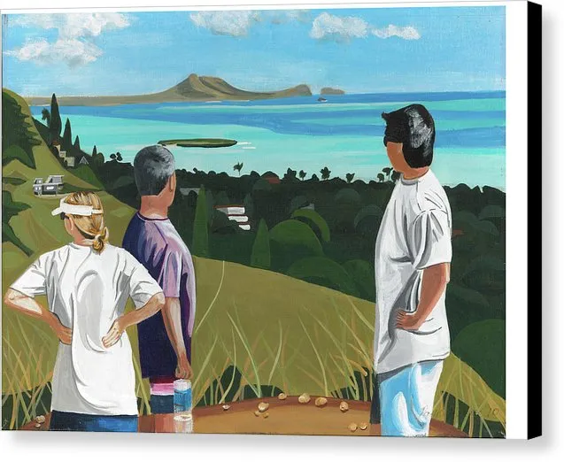 "Pillbox Hike" Windward Oahu, Lanikai, Beautiful View in Hawaii - Canvas Print