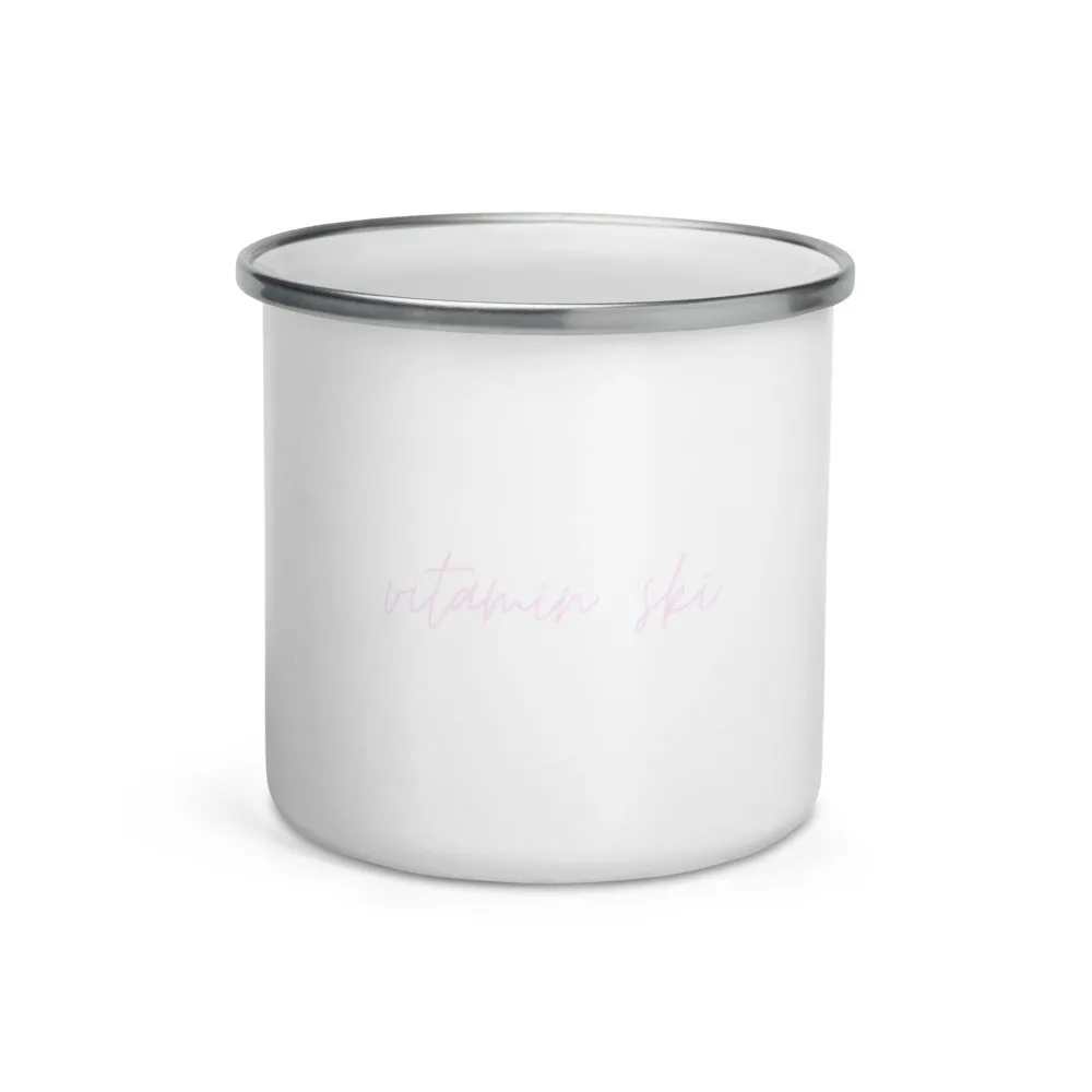"Vitamin Ski- Pink" Enamel Mug