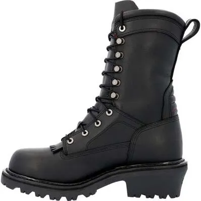 Rocky Men's Code Red HotShot 10" Soft Toe Logger Fire Boot- Black- RKD0119