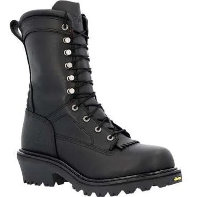 Rocky Men's Code Red HotShot 10" Soft Toe Logger Fire Boot- Black- RKD0119