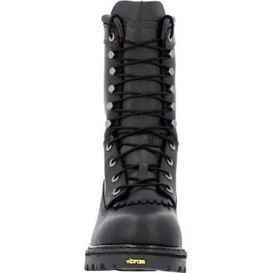 Rocky Men's Code Red HotShot 10" Soft Toe Logger Fire Boot- Black- RKD0119