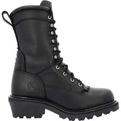 Rocky Men's Code Red HotShot 10" Soft Toe Logger Fire Boot- Black- RKD0119