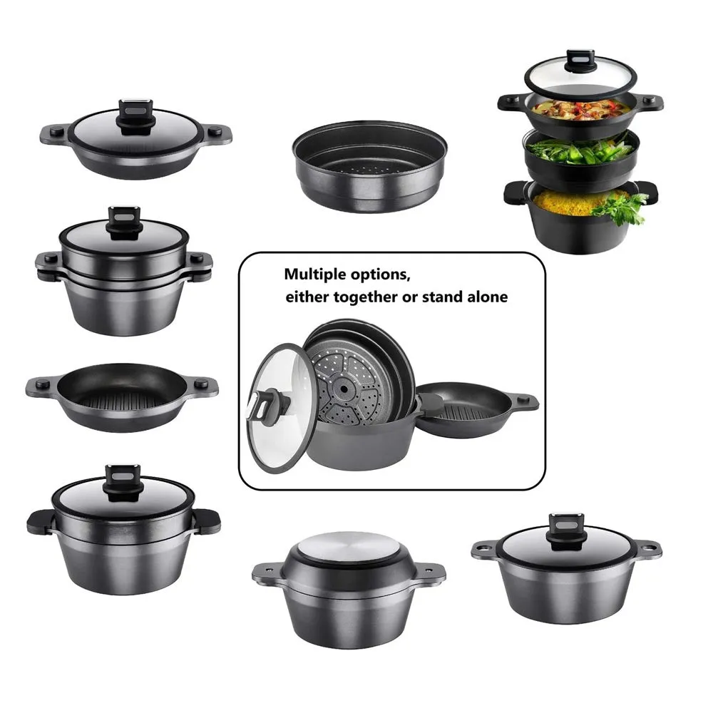 ROHE Set: Pan/Saucepan   Pot   Colander/Steamer   Lid - "PePe" Multi-Pot