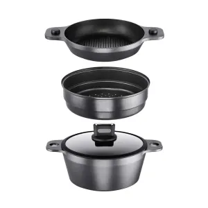 ROHE Set: Pan/Saucepan   Pot   Colander/Steamer   Lid - "PePe" Multi-Pot