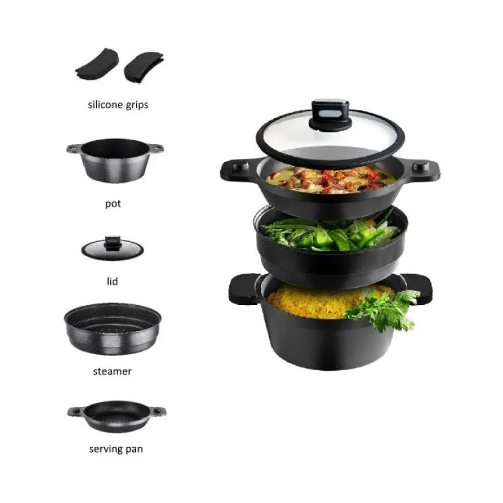 ROHE Set: Pan/Saucepan   Pot   Colander/Steamer   Lid - "PePe" Multi-Pot