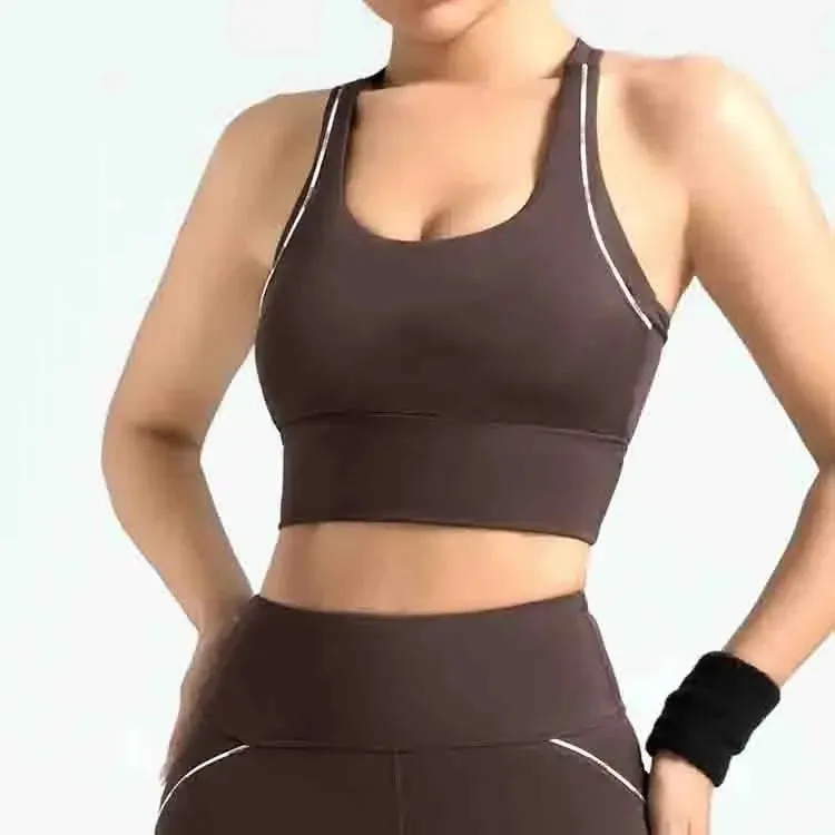 Seamless Reversible Padded Yoga Bra Quick Dry and Breathable Fitness Top Free Size for Plus Size Adults Line Pattern