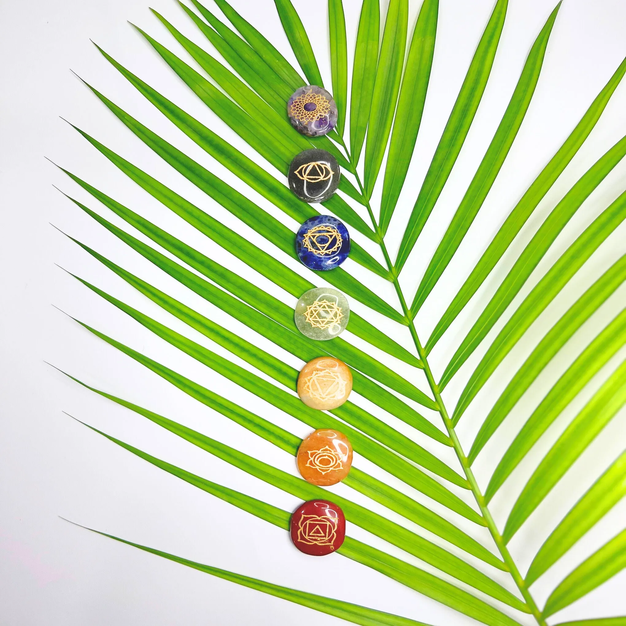 SEVEN CHAKRA STONE SET MEDITATION STONES HEALING STONES REIKI YOGA ACCESSORY
