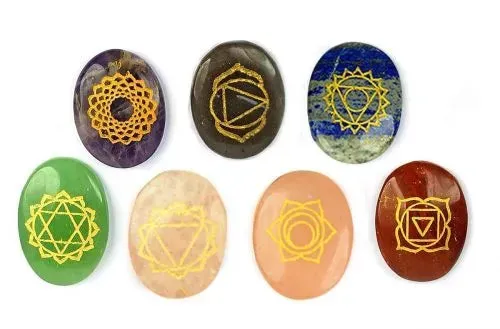 SEVEN CHAKRA STONE SET MEDITATION STONES HEALING STONES REIKI YOGA ACCESSORY