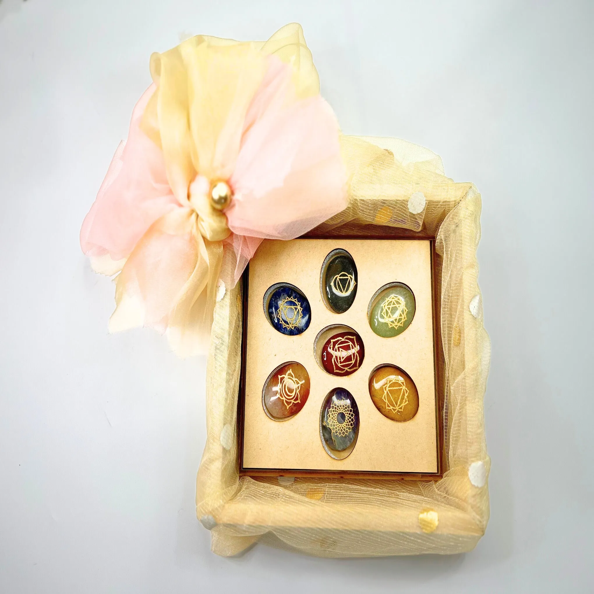 SEVEN CHAKRA STONE SET MEDITATION STONES HEALING STONES REIKI YOGA ACCESSORY
