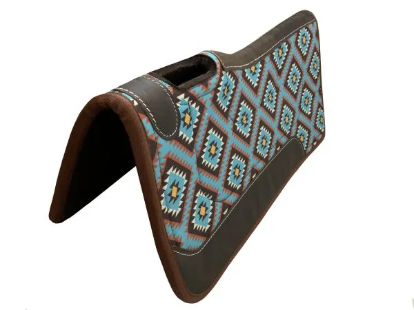 Showman 31" x 32" Nylon Printed Top Contoured Felt Bottom Saddle Pad- Blue Aztec