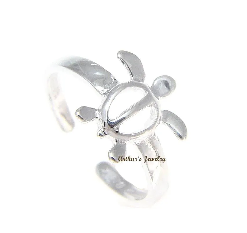 SOLID 925 STERLING SILVER HAWAIIAN HONU TURTLE TOE RING