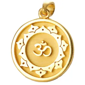 Solid Gold Meditation Yoga Om Yoga Disc Pendant