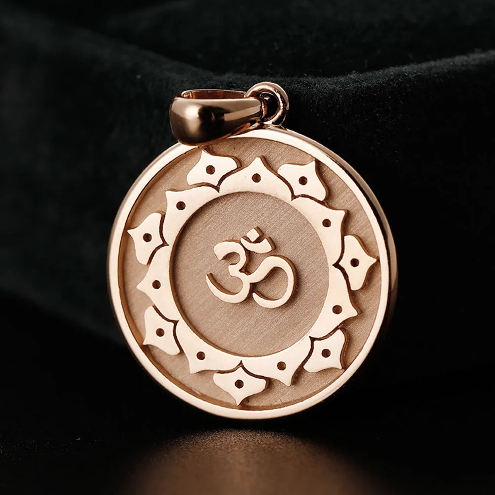 Solid Gold Meditation Yoga Om Yoga Disc Pendant