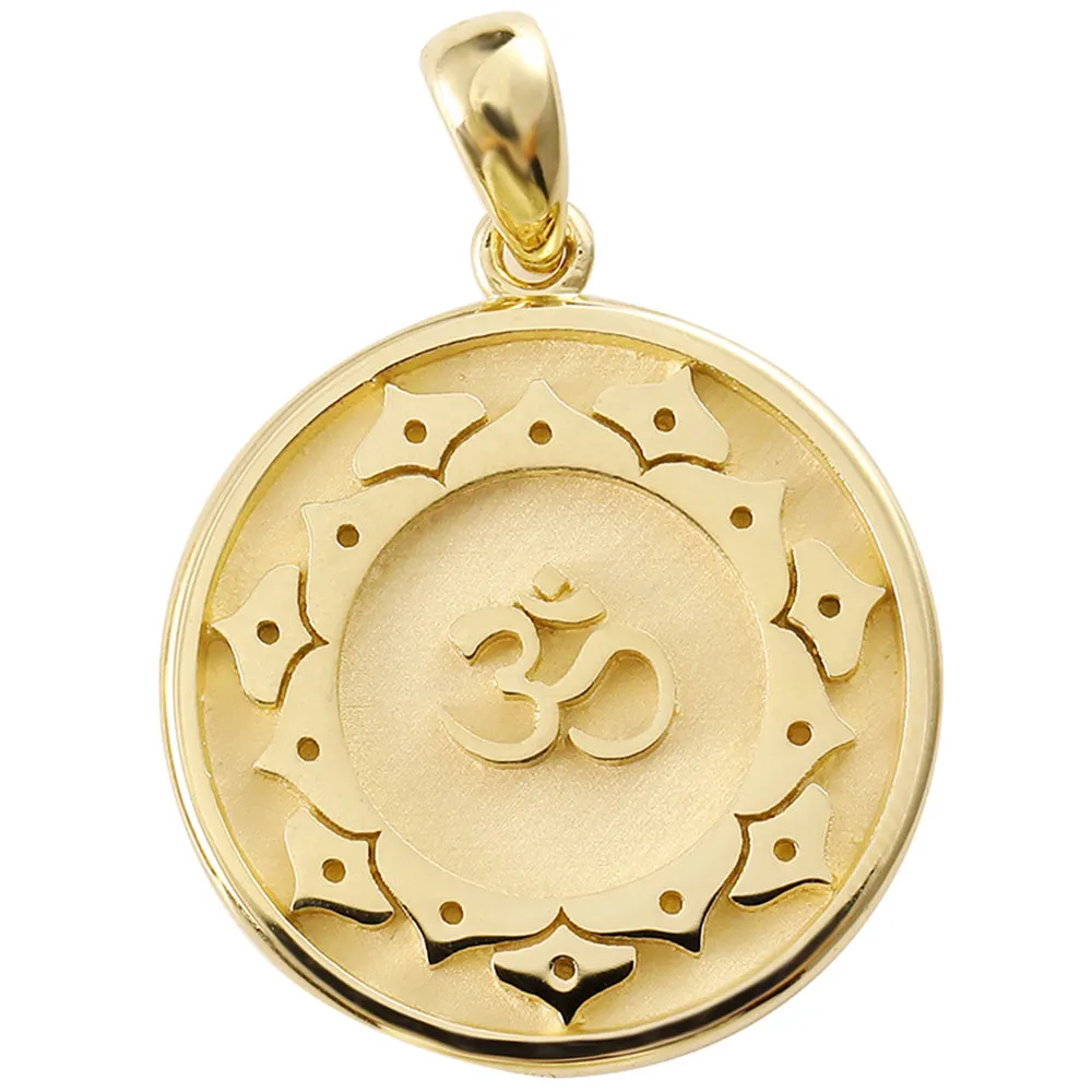 Solid Gold Meditation Yoga Om Yoga Disc Pendant