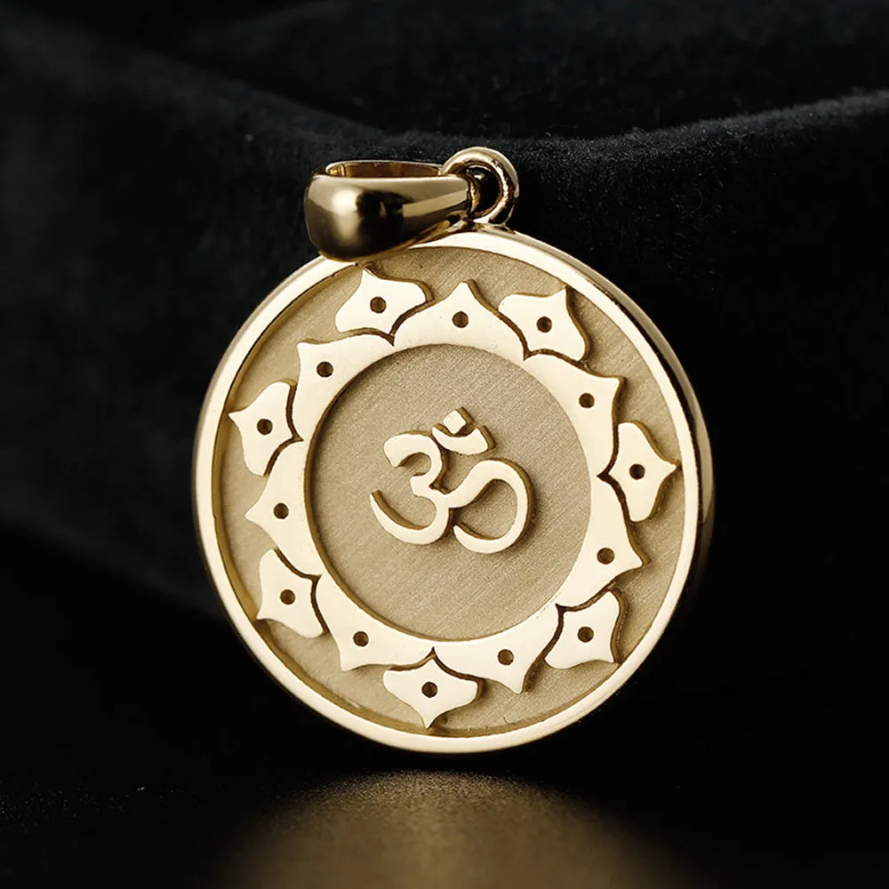 Solid Gold Meditation Yoga Om Yoga Disc Pendant