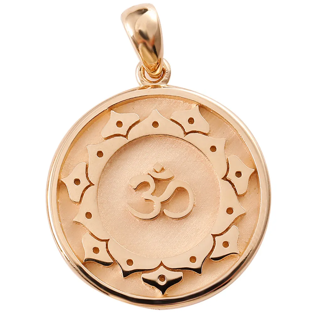 Solid Gold Meditation Yoga Om Yoga Disc Pendant
