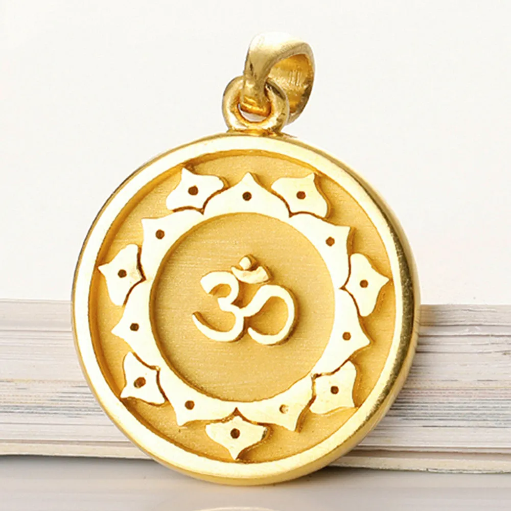 Solid Gold Meditation Yoga Om Yoga Disc Pendant