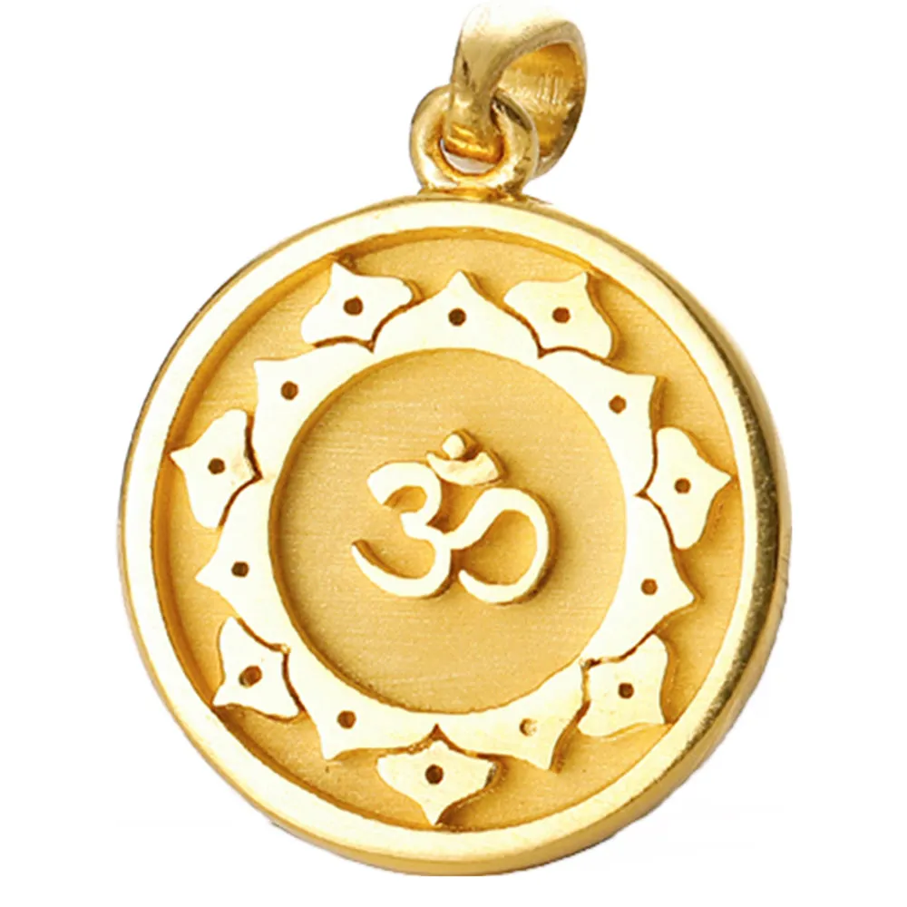 Solid Gold Meditation Yoga Om Yoga Disc Pendant