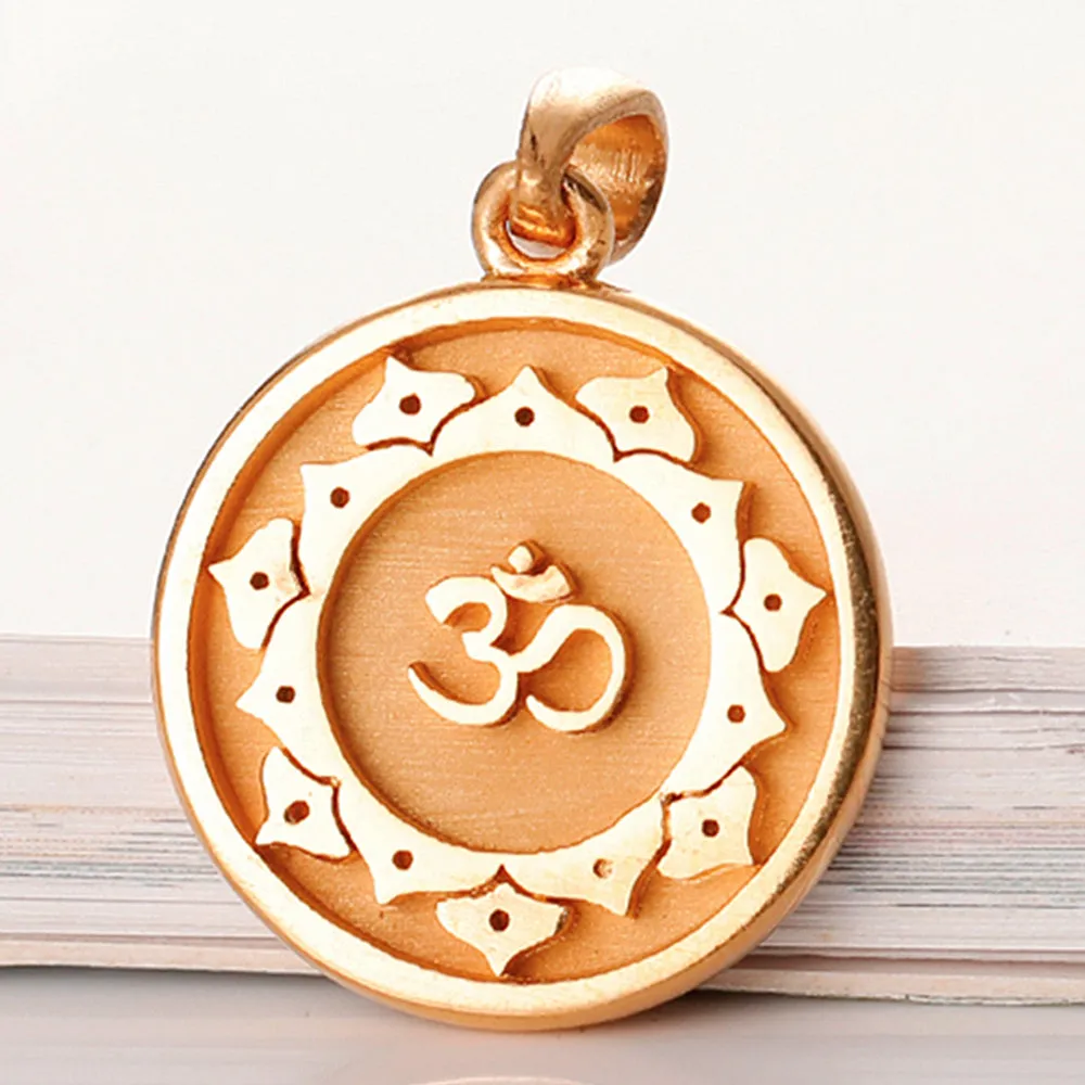 Solid Gold Meditation Yoga Om Yoga Disc Pendant
