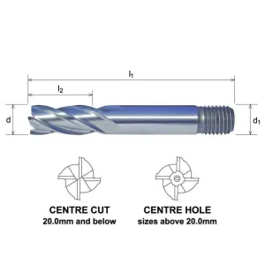 Somta 4 Flute 1/8 HSS-Co8 Multi-Purpose End Mill