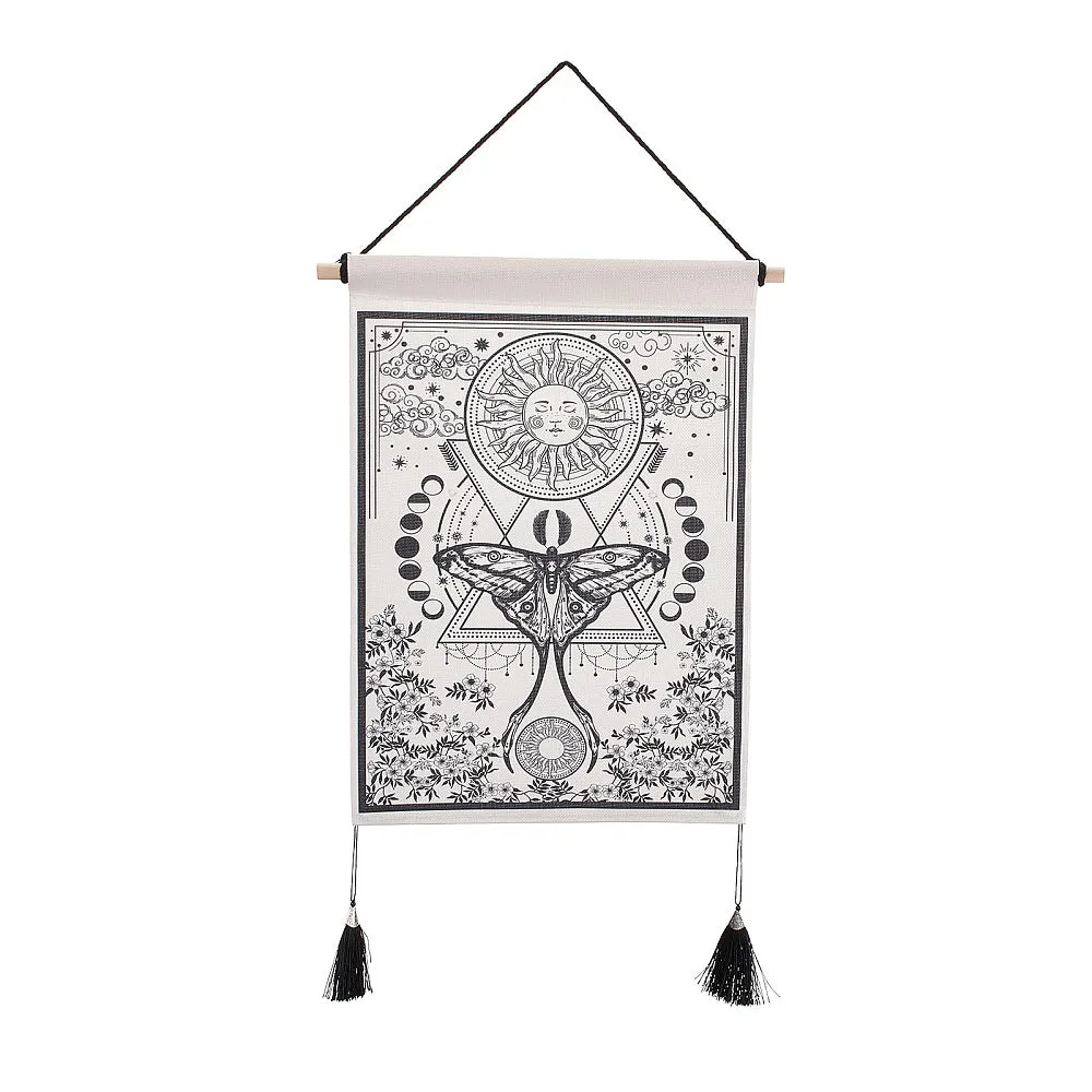 Sun Moon  Moth Tapestry Wall Hanging