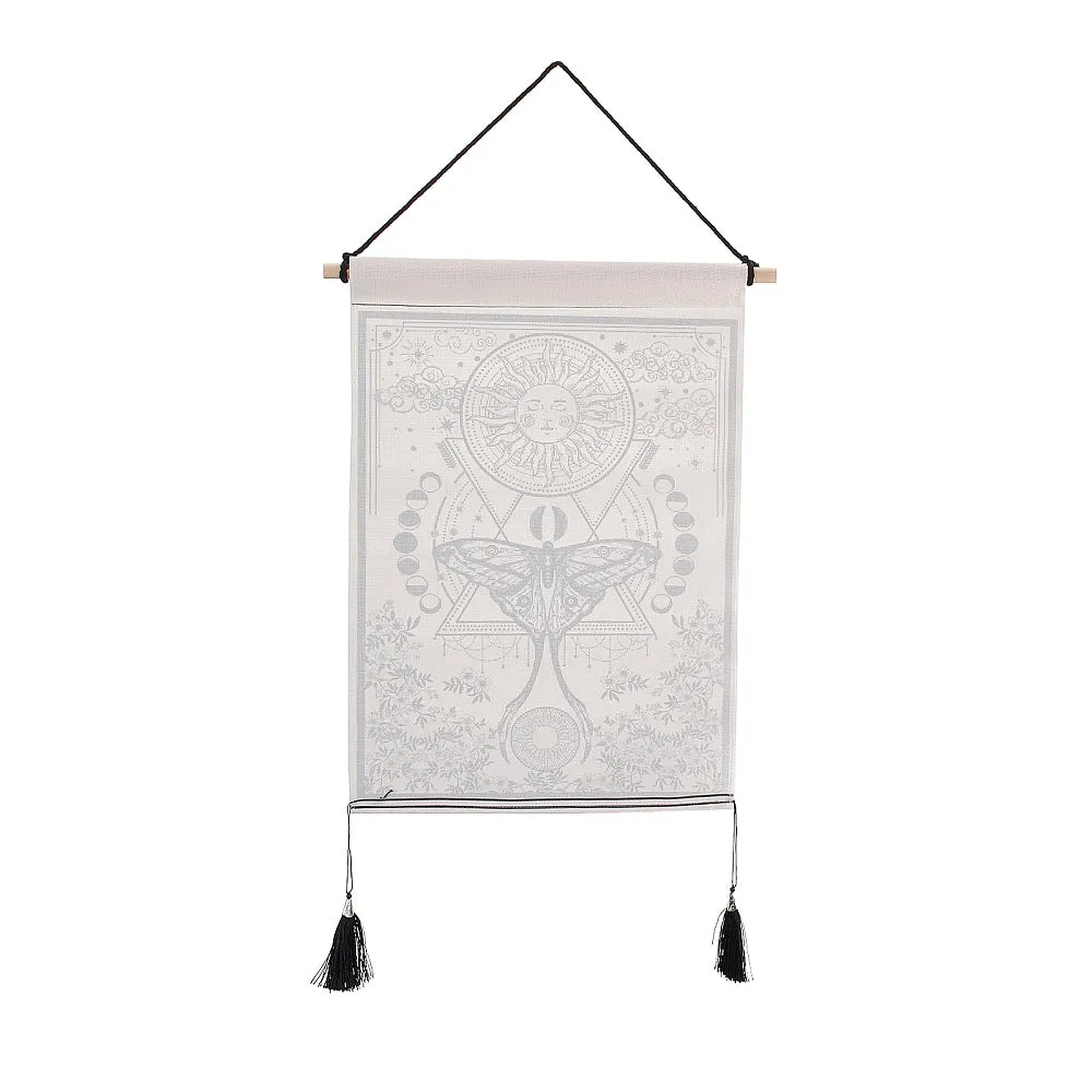 Sun Moon  Moth Tapestry Wall Hanging