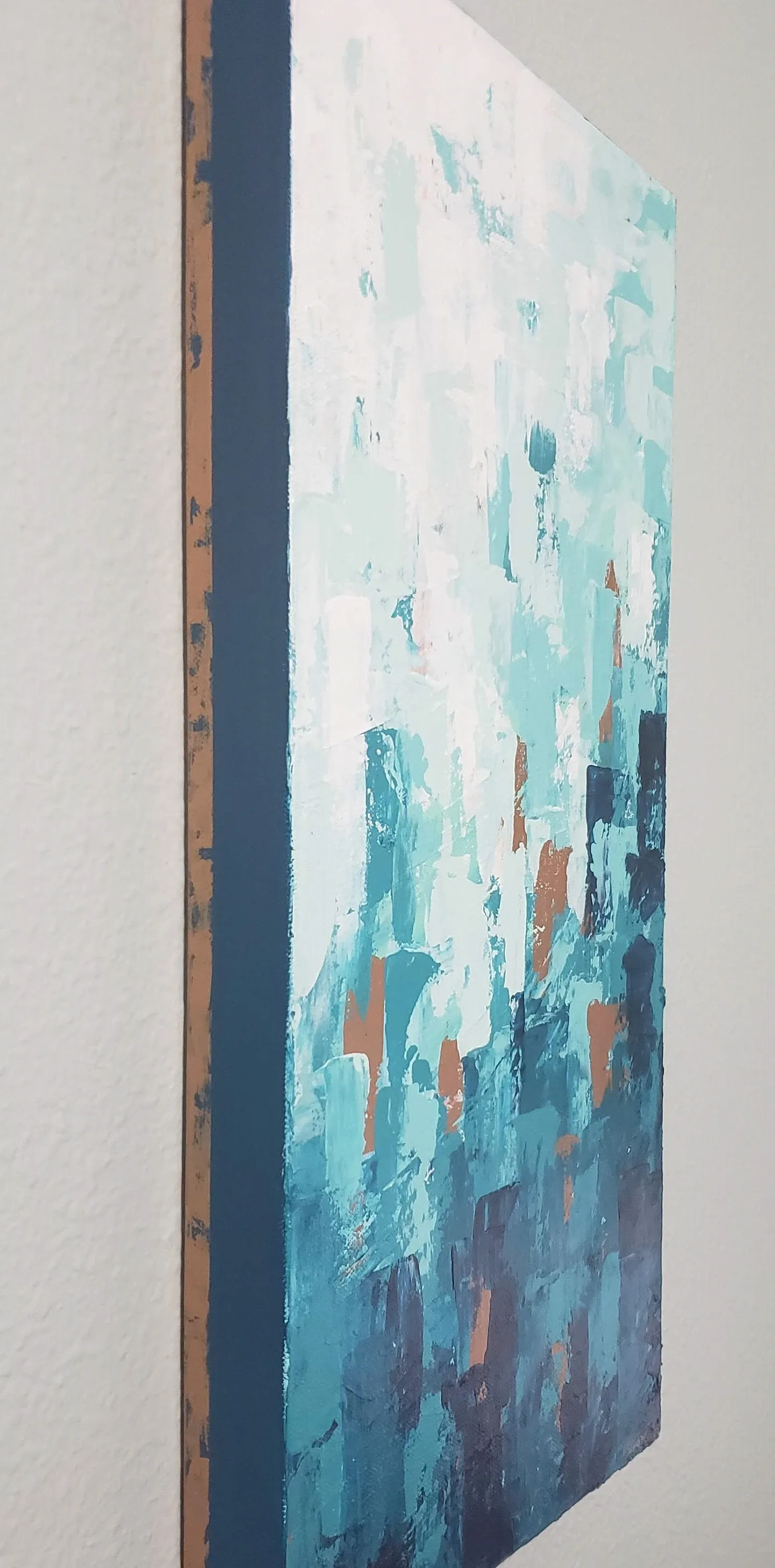 Teal and Copper Abstract Modern Wall Art | "Worth the Climb" |  10"x20" Original Acrylic Painting