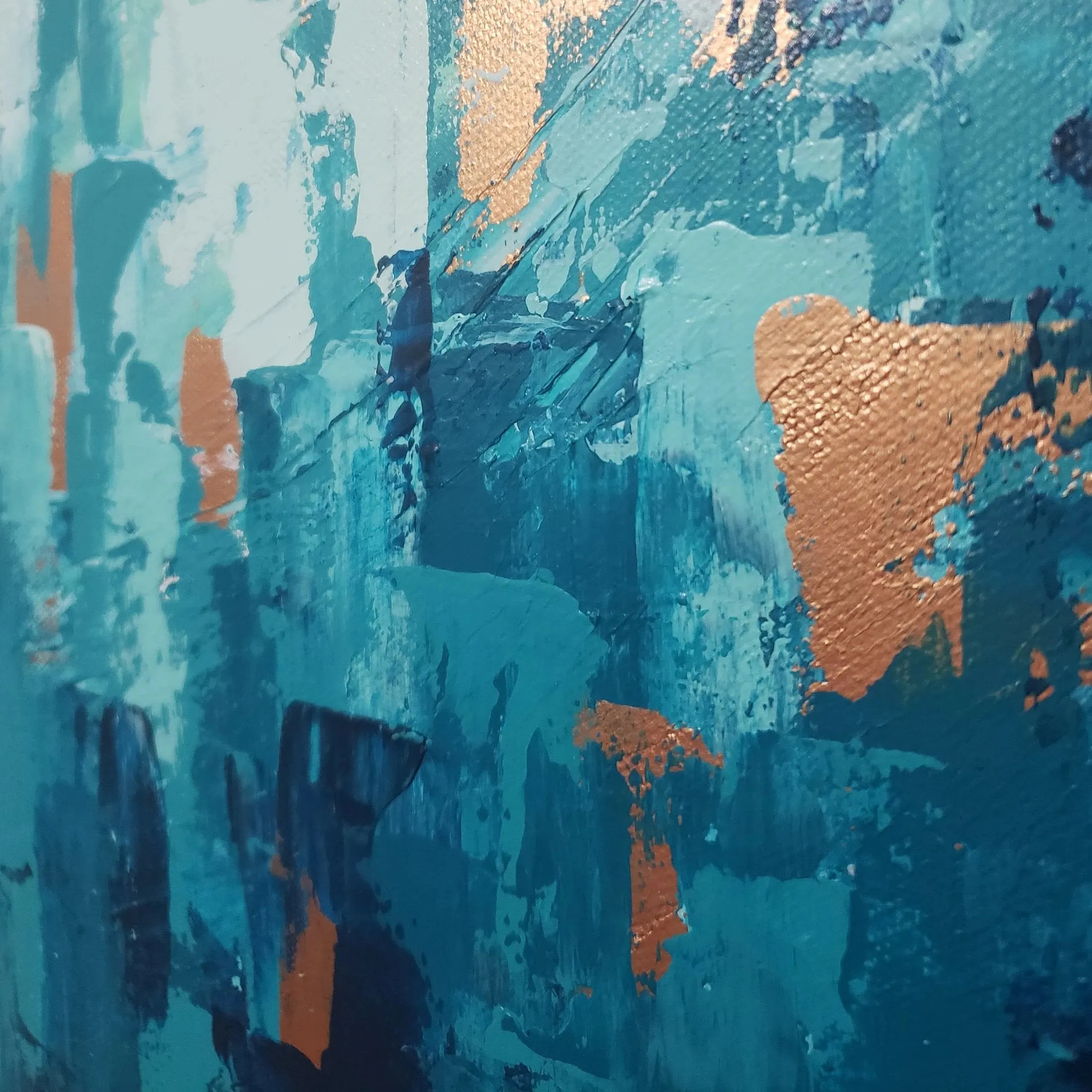 Teal and Copper Abstract Modern Wall Art | "Worth the Climb" |  10"x20" Original Acrylic Painting