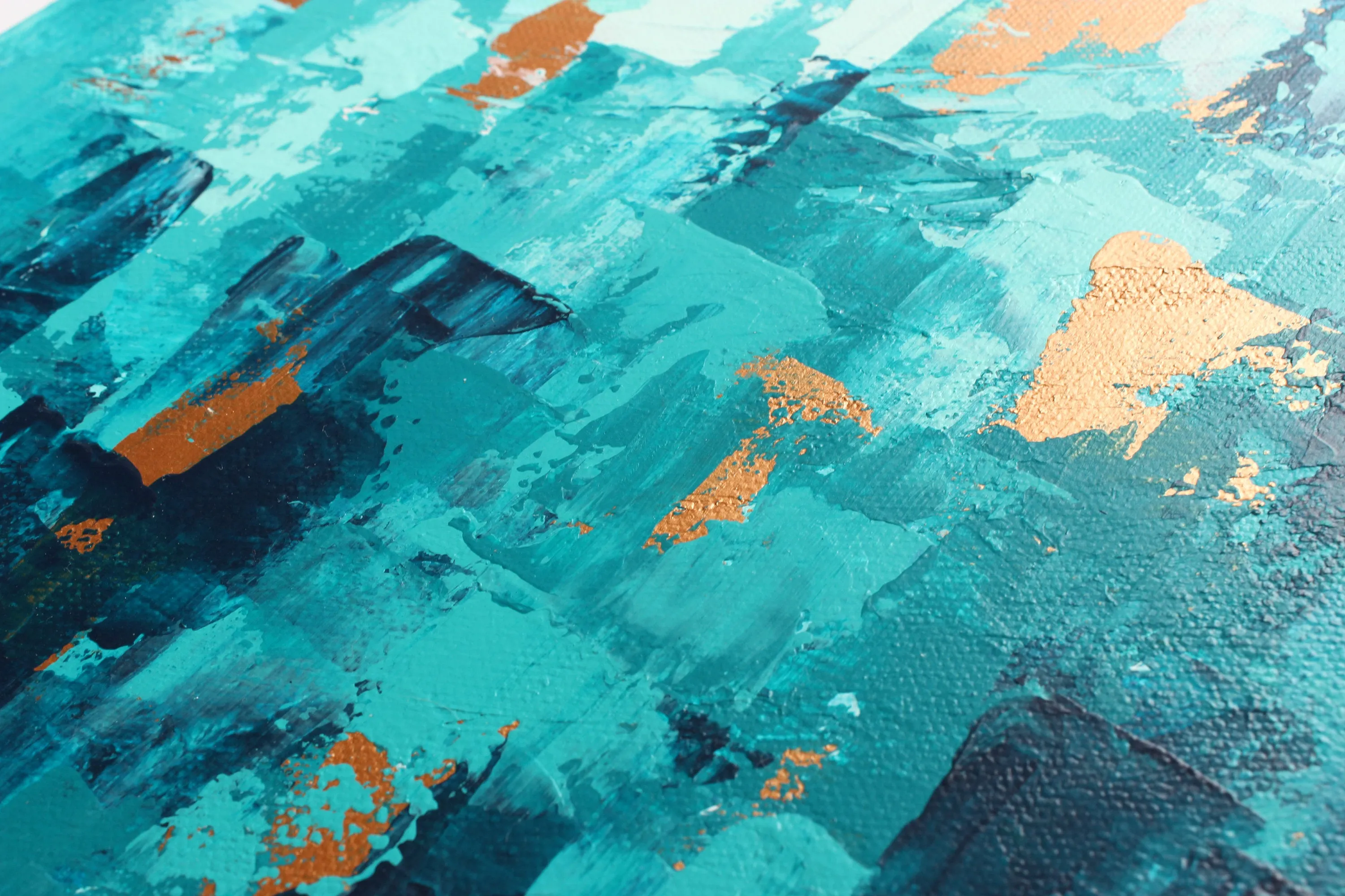 Teal and Copper Abstract Modern Wall Art | "Worth the Climb" |  10"x20" Original Acrylic Painting