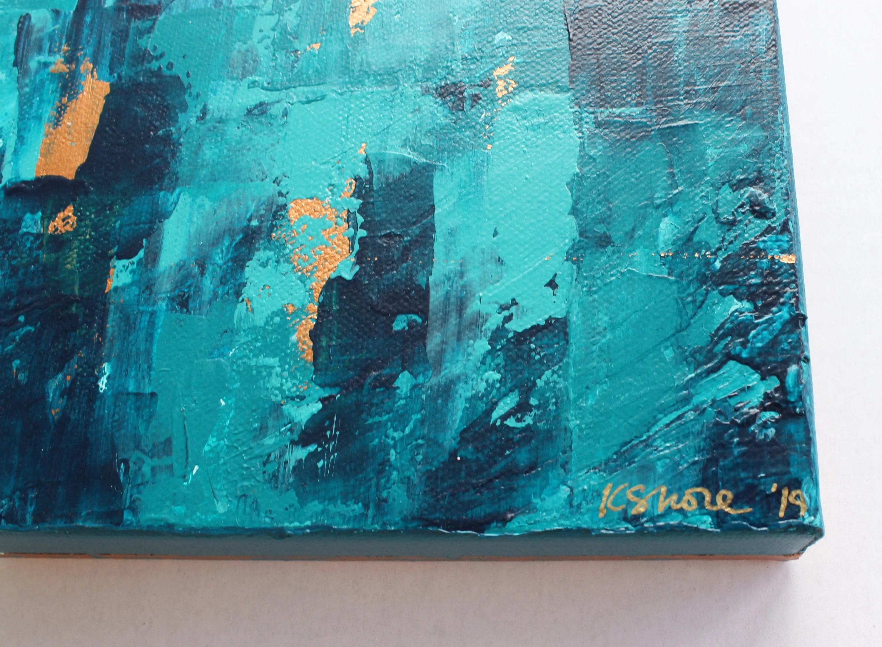 Teal and Copper Abstract Modern Wall Art | "Worth the Climb" |  10"x20" Original Acrylic Painting