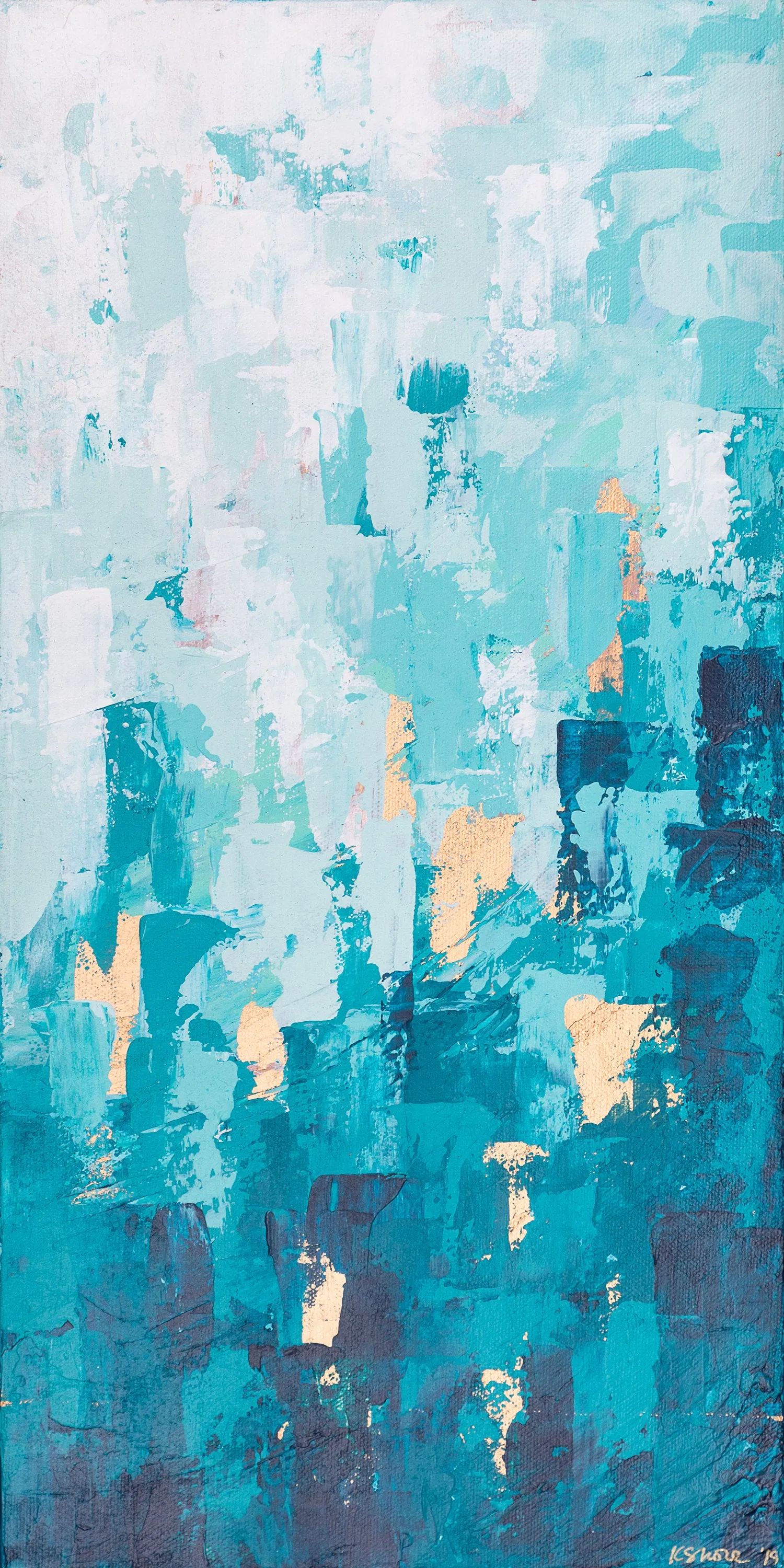 Teal and Copper Abstract Modern Wall Art | "Worth the Climb" |  10"x20" Original Acrylic Painting
