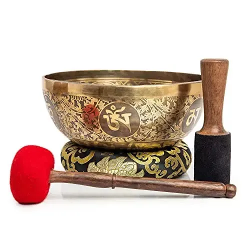 Tibetan Singing Bowl Set - Handmade for Sound Healing, Yoga & 7 Chakra Meditation