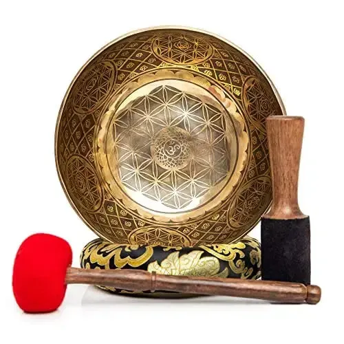 Tibetan Singing Bowl Set - Handmade for Sound Healing, Yoga & 7 Chakra Meditation